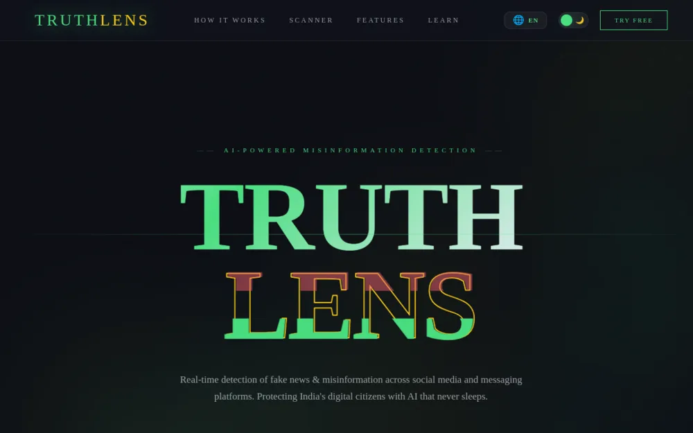 Screenshot of the TruthLens AI live site